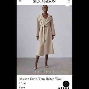 Silk Maison Earth-Tone Belted Wool Coat Beige
